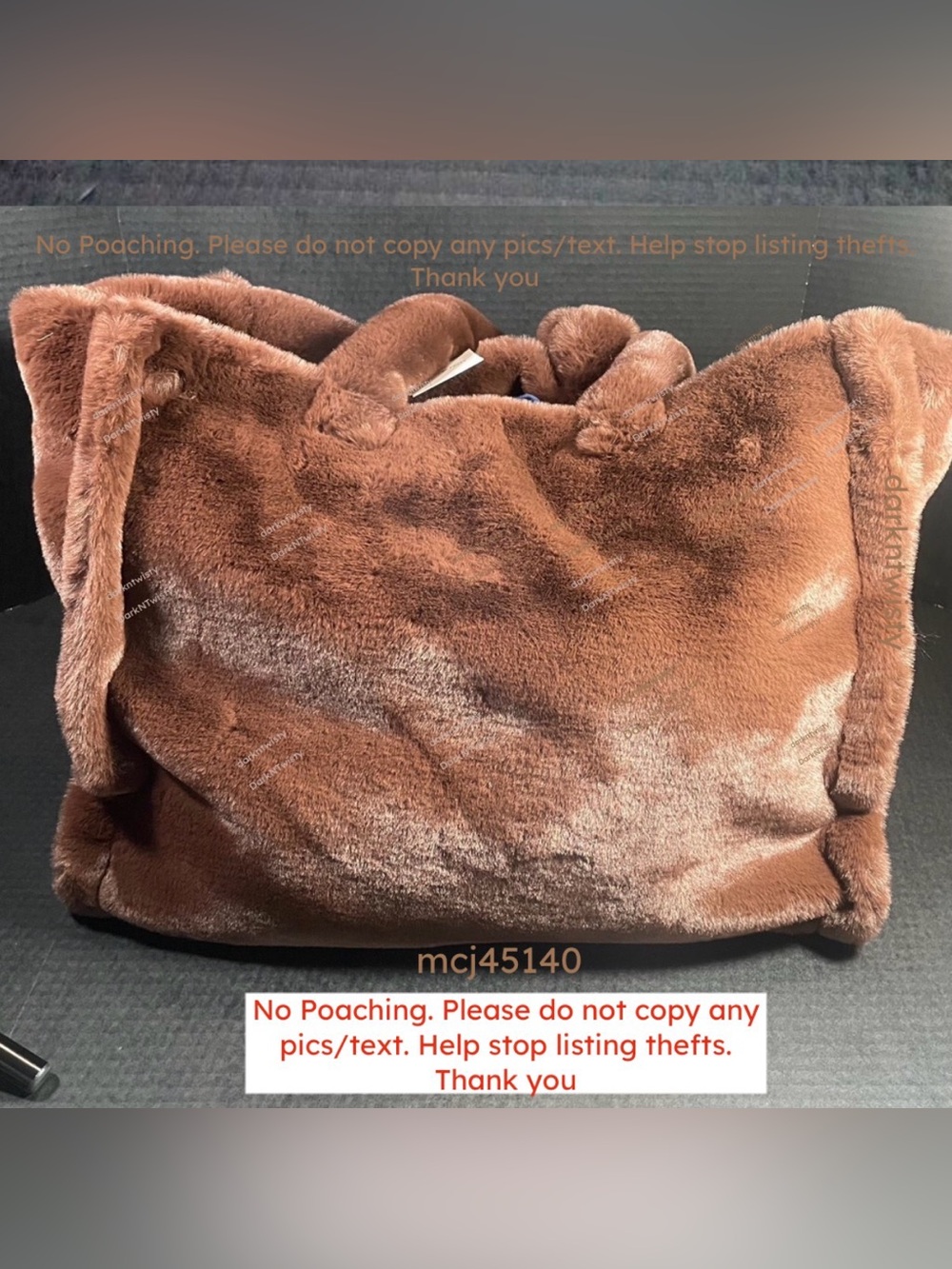 LUSCIOUS GREAT GIFT!! BNWT Pinko Debossed faux fur plush tote brown PRICE FIRM - Picture 4 of 16